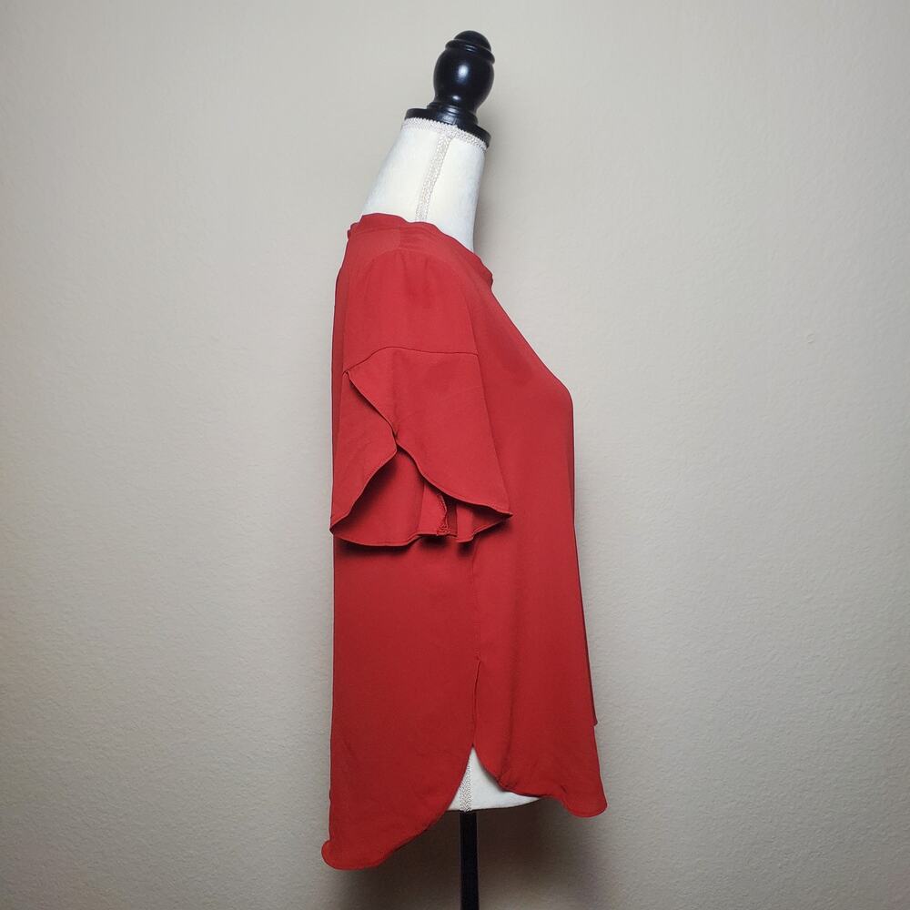 Loft Red Flutter Blouse Small - Picture 4 of 8